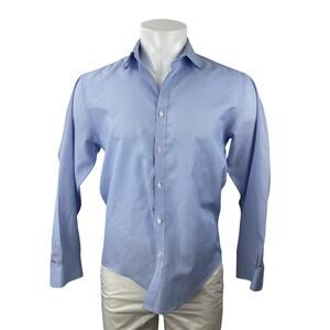 Metropolitan View Men's Blue Stripe Long Sleeve Slim Button Down Shirt Top Sz 32